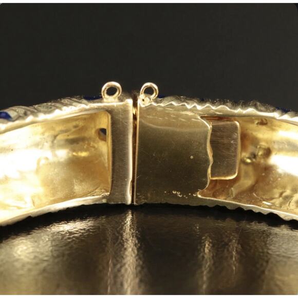 Vintage Cartier 18k Gold Blue Enamel Bangle Bracelet RARE - Picture 12 of 16